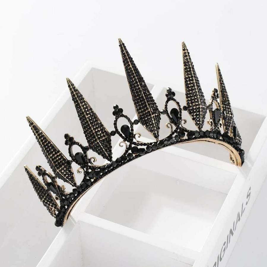 S SNUOY Fashion Headbands | S Snuoy Black Crowns For Women Rhinestone Tiara Baroque Crown Wedding Headpiece Costume Party Accessories For Women