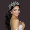 LOVFOIVER Fashion Headbands | Lovfoiver Bridal Headband Wedding Headpiece For Bride Rhinestone Wedding Hair Accessories For Brides(Silver)