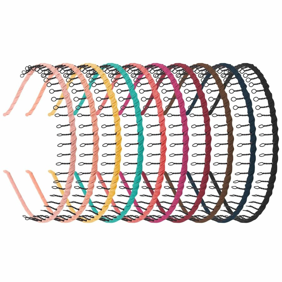 Framendino Fashion Headbands | Framendino, 10 Pack Ribbon Wrapped Metal Headbands With Teeth Comb Hair Hoop Hairband For Women Girls