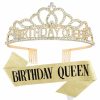 CAVETEE Fashion Headbands | Cavetee Ab Silver Birthday Crowns For Women Birthday Queen Sash And Tiara For Women Silver Birthday Party Decorations For Women Birthday Sash And Crown For Women