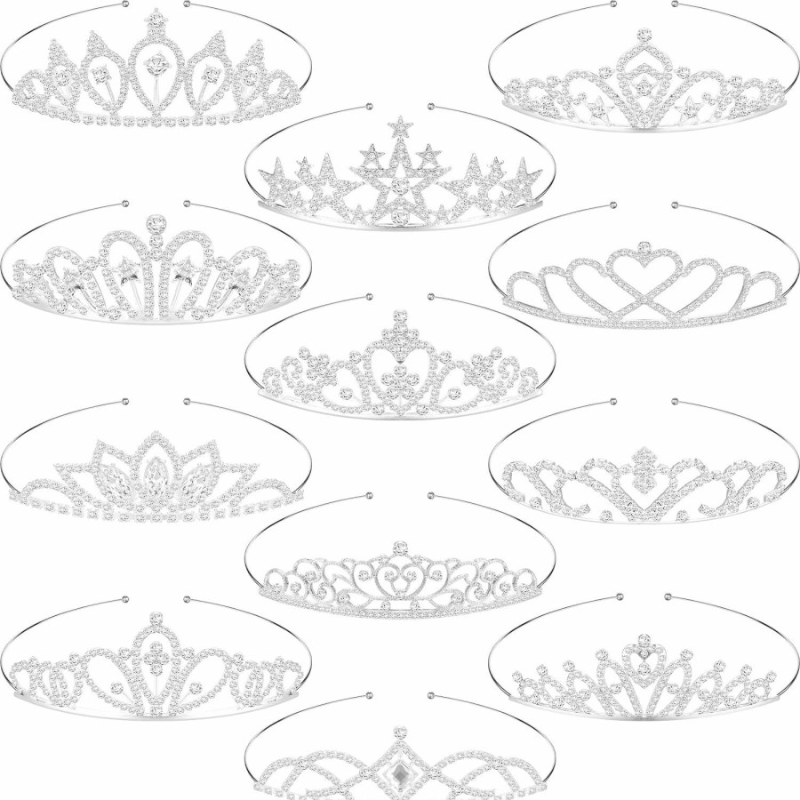 Hicarer Fashion Headbands | Hicarer 12 Pieces Tiaras For Girls Rhinestone Tiaras Crystal Tiara Rhinestone Princess Crown Princess Hair Jewelry Crystal Headband Vintage Girls Crowns For Kids Wedding Prom Birthday Party