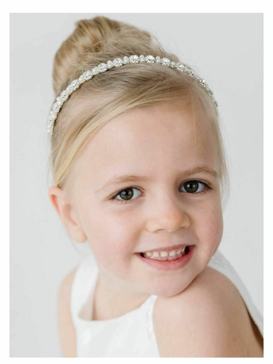 SWEETV Fashion Headbands | Sweetv Flower Girl Headpiece Silver Girls Headband For Wedding Crystal Floral Princess Hairband Baby Girl Hair Accessory For Birthday, First Communion