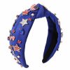 GLBCC Fashion Headbands | 4 Th Of July Headband For Women American Flag Knottted Headband Star Usa Charm Fourth Of July Patriotic Headband Headpiece Red White And Blue Crystal Top Knot Wide Hairband Hair Accessories Gift (Red Patriotic Headband)