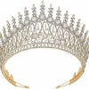 QXMYOO Fashion Headbands | Tall Wedding Tiaras For Bride Large Queen Crowns 5A Cubic Zirconia Princess Cz Bridal Headband For Bride Party Big Pageant Crown For Women Huge Crystal Headpiece Bridal Hair Accessories