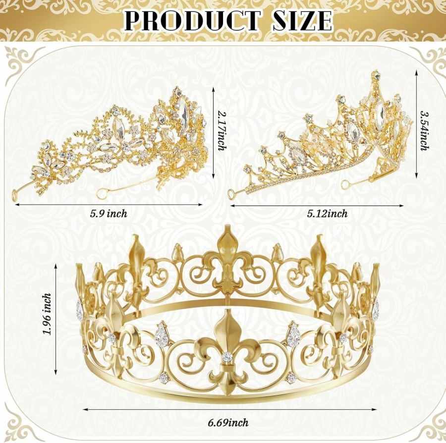 Henoyso Fashion Headbands | Henoyso 4 Pcs Prom King And Queen Crowns For Men Women King Queen Tiara Crystal Headband Homecoming Costume Party Favor