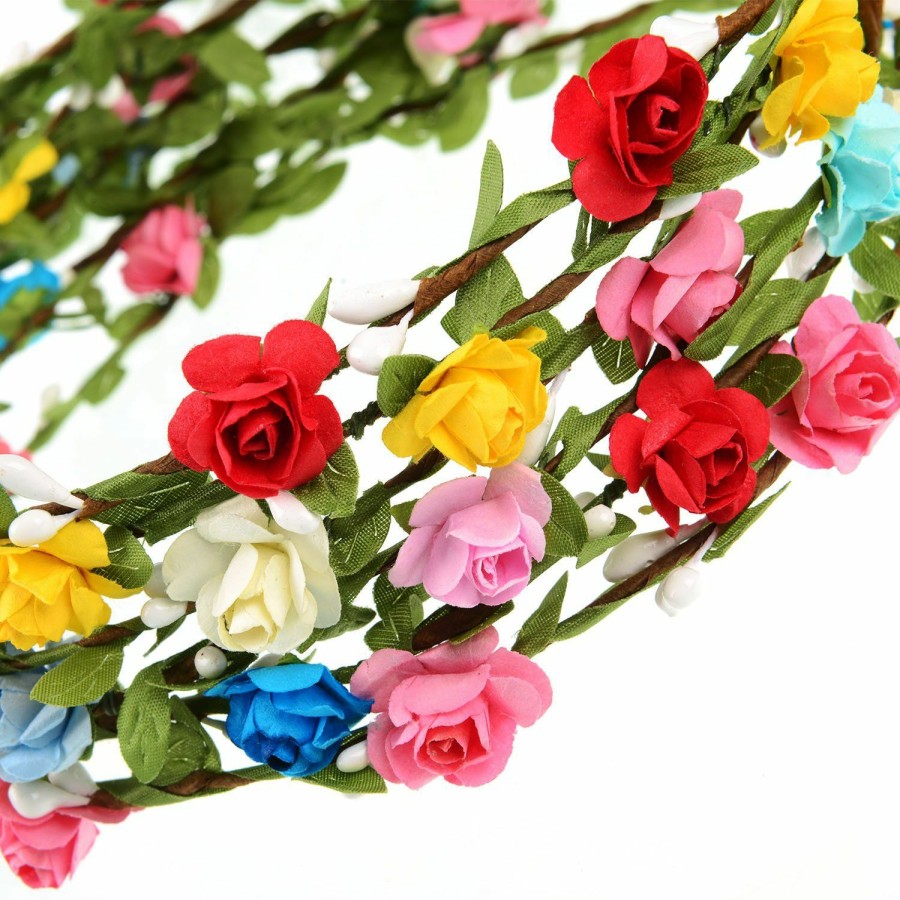 EBOOT Fashion Headbands | Eboot 15 Pieces Assorted Colored Flower Crown Wreath Headband Garland Headbands For Wedding Festival Party Vacation Photography Props