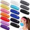 WILLBOND Fashion Headbands | Willbond 16 Pieces Elastic Headbands With Button Yoga Sports Headband Sweatband Non Slip Nurse Headbands Multicolored Ear Protection Holder For Men Women Friends (Button Style)