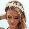 Brishow Fashion Headbands | Brishow Starfish Bride Wedding Headband Silver Pearl Seashell Headpiece Beach Bridal Hair Accessories For Women And Girls