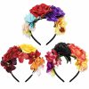 TOPZEA Fashion Headbands | Topzea 3 Pcs Mexican Rose Flower Crown Headband, Cinco De Mayo Floral Headbands, Mardi Gras Costume Headpiece Bridal Cosplay Hair Accessories For Women, Girls