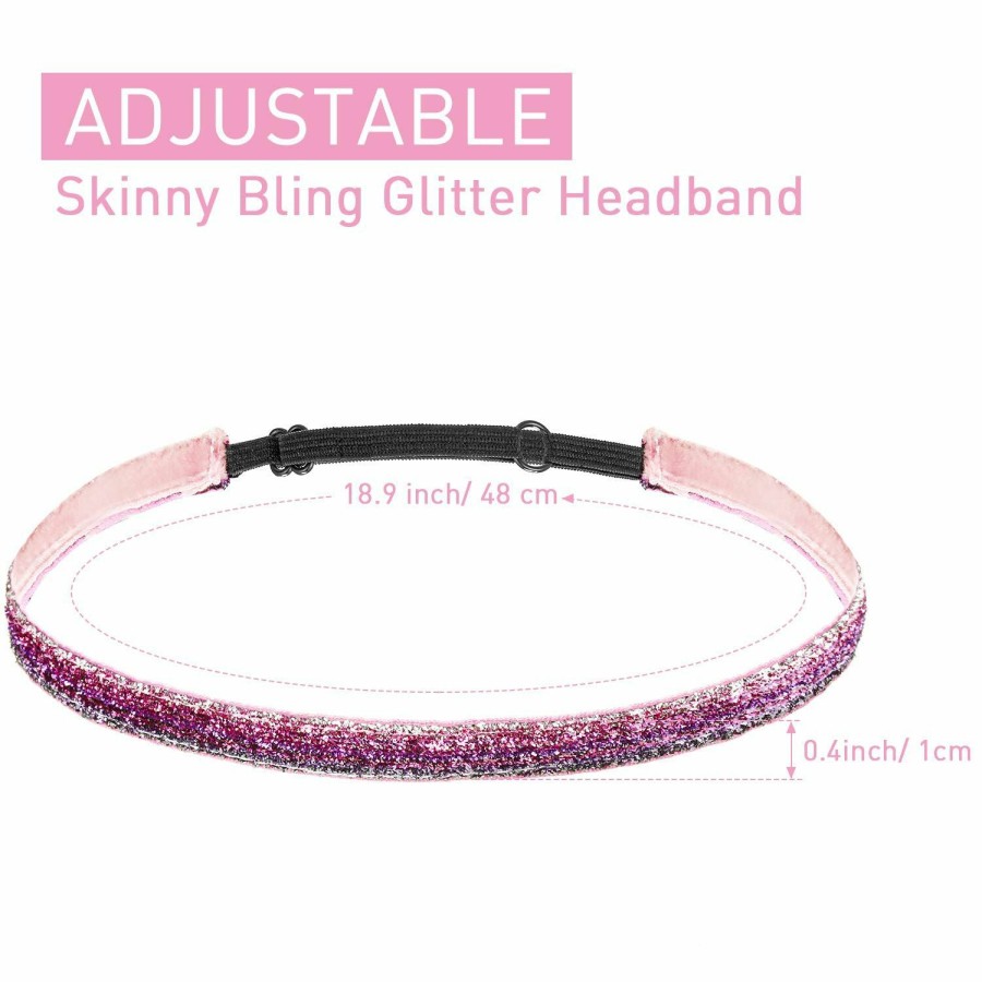 WILLBOND Fashion Headbands | 10 Pcs Glitter Non Slip Running Headbands Elastic Girls Sports Velvet Sparkly Fabric Stretchy Shiny Headbands Pack Workout Fashion Hair Accessories For Teen Girl Women Party Favors(0.4 Inches/ 1 Cm)