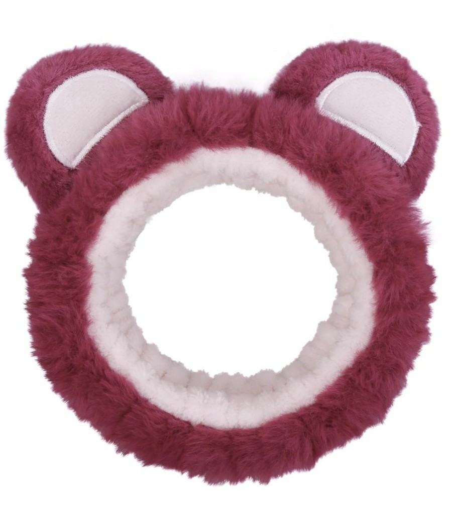 Huachi Fashion Headbands | Huachi Spa Headbands For Women Girls Face Washing Makeup Cute Bear Ears Hair Bands Korean Elastic Fluffy Beauty Accessories, Brown