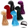 LEADUWAY Fashion Headbands | Leaduway 6Pcs Velvet Durag With 1 Wave Cap For 360 Waves Doo Rag(Purple, Red, Black, Pink, Yellow, Blue)