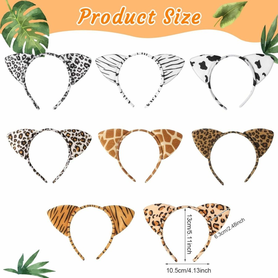 Hoemwarm Fashion Headbands | Hoemwarm 24Pcs Animal Ears Headband Cheetah Ears Headband Ear Hair Accessories Cat Ears Hairband Tiger Zebra Leopard Cat Ears Headband For Forest Theme Birthday Cosplay Party Decorations Supplies