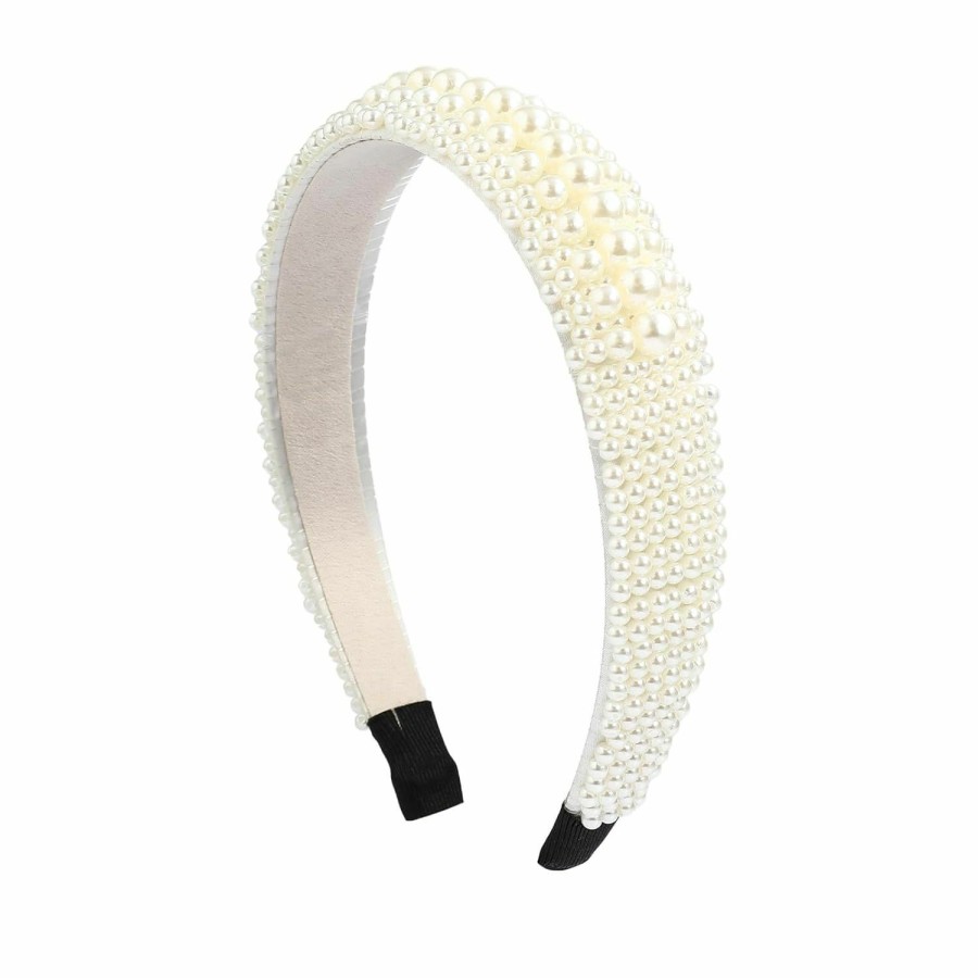 MHDGG Fashion Headbands | Mhdgg Faux Pearl Headbands For Women White Bling Rhinestones Hairbands Bridal Hair Hoop Wedding Accessories For Girls