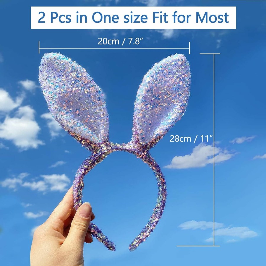 Mabejmart Fashion Headbands | Mabejmart Easter Headband,Costume Accessaries, Sewed Sequins Bunny Headhand For Christmas,Easter,Birthday, Valentine'S Day