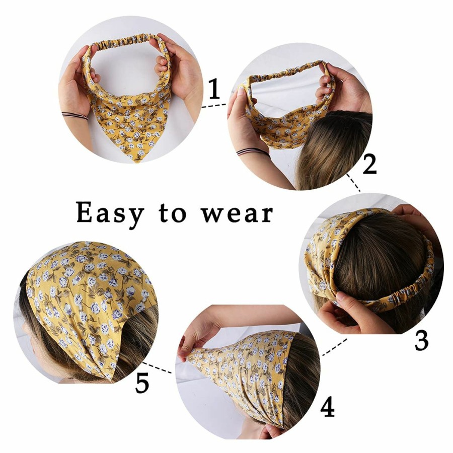 Jaciya Fashion Headbands | Jaciya Hair Scarfs Head Bandanas For Women Fashion Floral Triangle Head Scarf Hair Accessories