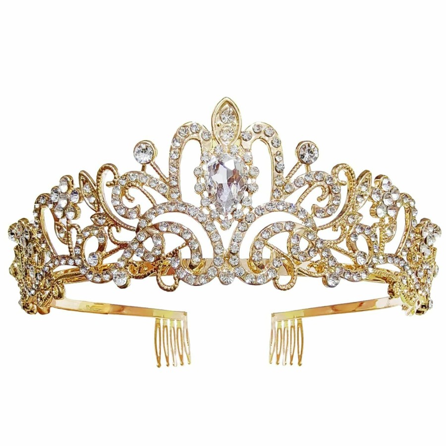 Yafanqi Fashion Headbands | Crown Silver Crystal Tiara Headband Princess Elegant Crown With Combs For Women Girls Bridal Wedding Birthday Party