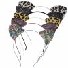 Lirila Fashion Headbands | Lirila Leopard Cat Ears,Glitter/Leopard Print Cat Ears, Hair Headbands Party Decoration For Girls And Women,Assorted Colors,One Size,Pack Of 5(Multicolor)