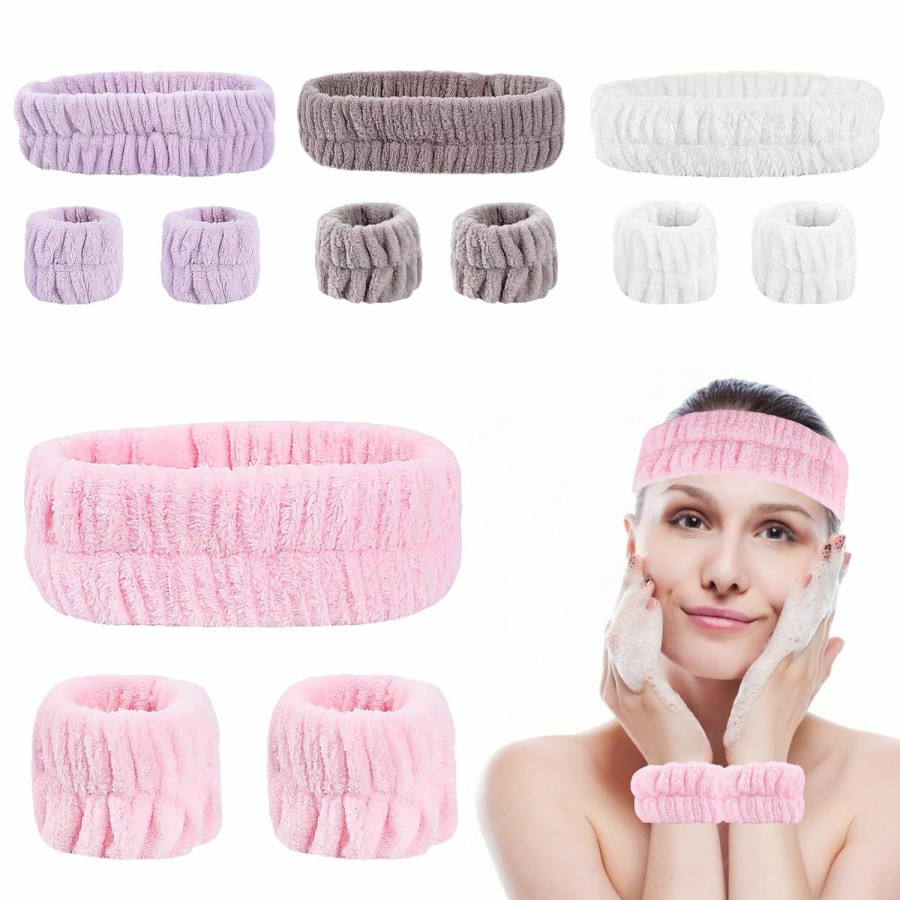 Boxdljh Fashion Headbands | Face Wash Spa Headband And Wristband Set, Headband For Washing Face For 12 Pcs Face Wash Headband Wristband Set, Spa Headband Makeup Skincare Headbands Wrist Bands For Washing Face