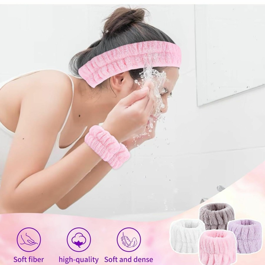 Boxdljh Fashion Headbands | Face Wash Spa Headband And Wristband Set, Headband For Washing Face For 12 Pcs Face Wash Headband Wristband Set, Spa Headband Makeup Skincare Headbands Wrist Bands For Washing Face