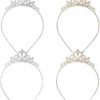 HINZIC Fashion Headbands | Hinzic 4 Pack Glittering Rhinestone Non-Slip Crown Headbands For Women, Sparkling Crystal Heart Adjustable Wedding Bridal Tiara Headpiece Hair Band For Brides Bridemaids Girls- 2 Gold & 2 Silver