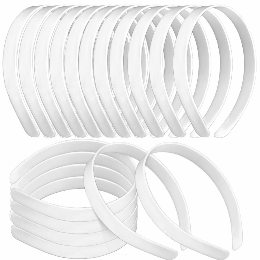 Amersumer Fashion Headbands | 50Pcs Amersumer 1/2\" Girls Plain No Teeth Diy Plastic Headbands Headwear Hair Accessories (Black) (White)