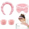 TLUXX Fashion Headbands | Tluxx 4-Piece Spa Headband & Wristband Set, Reusable Makeup & Skincare Accessories For Face Washing, Preventing Liquid Overflow - Ideal For Women & Girls/