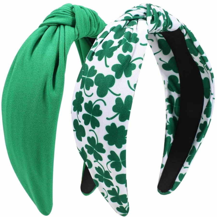 Ardorchid Fashion Headbands | Ardorchid St.Patrick'S Day Headbands Irish Green Leaf Shamrock Hair Accessories For Women Girls Gifts Twist Knot Hairbands Celebration Party Headwraps