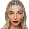 KunJoe Fashion Headbands | Silver Diamond Rhinestone Headpiece For Women Crystal Head Gatsby Accessories Hair Jewelry For Women Girl Head Chain Hair Chain