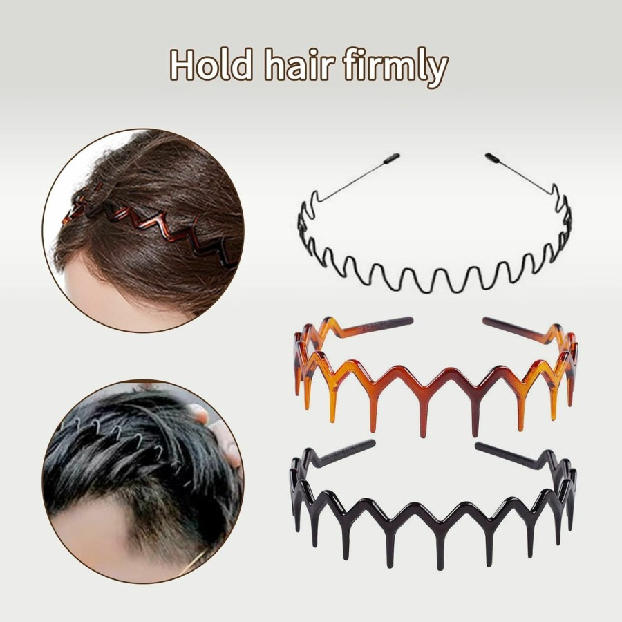 YMPEKA Fashion Headbands | 3Pack Zig Zag Headbands Hair Band Men Headband Metal Hair Bands Fashion Headbands With Teeth - Wavy Hair Bands For Women'S Girls Men Hair Accessory Sports Hairband Uni Head Band Hair Hoop With