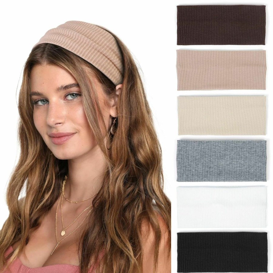 TERSE Fashion Headbands | Headbands For Women Wide Non Slip Boho Head Bands Soft Elastic Thick Hairbands Fashion Workout Yoga Hair Accessories, 6 Pack