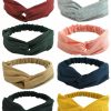 QandSweet Fashion Headbands | Qandsweet Women And Little Girl'S Stretchy Headbands Teens Cross Hairband For Fashion Shampoo Sports 8 Pack (8 Colors, Girl Head 40-52Cm)