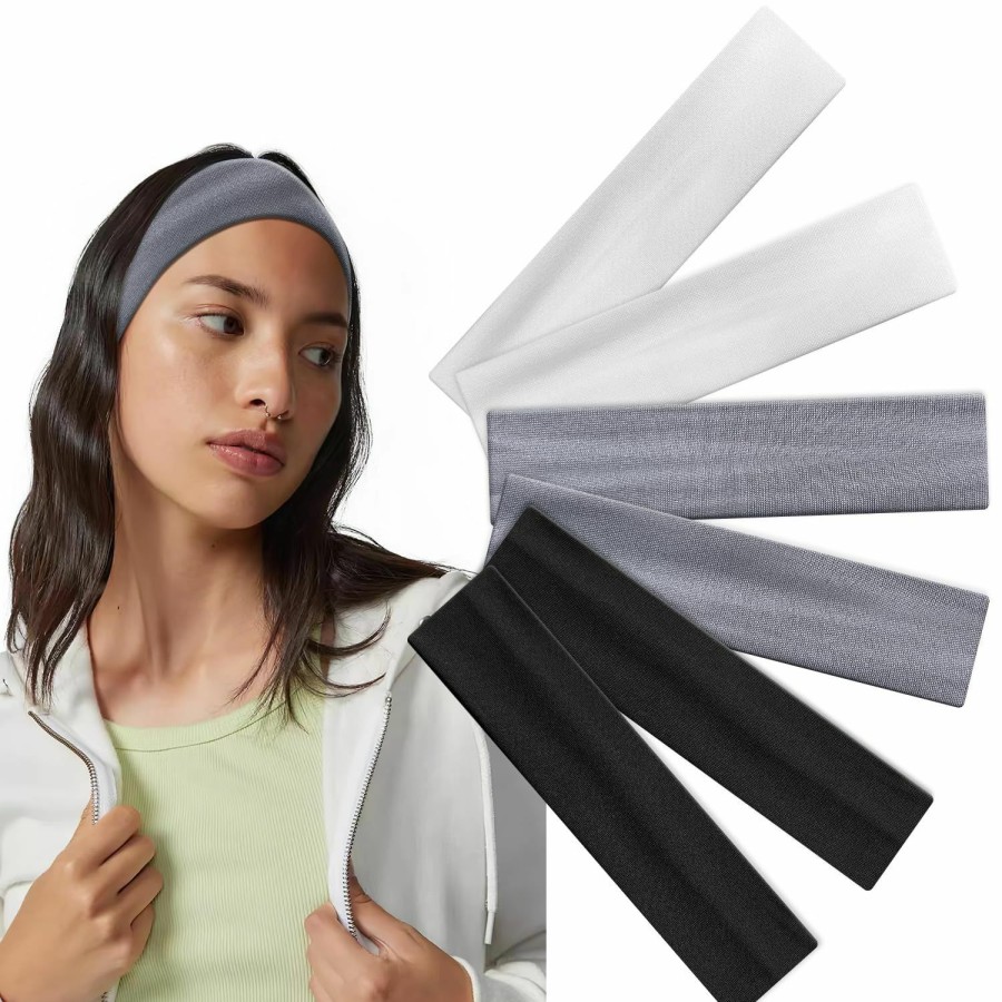 Bmobuo Fashion Headbands | Bmobuo Thin Headbands For Women 6Pcs Hair Bands For Women' Hair Soft Fabric Cloth Headband 90S Headbands Yoga Sport Hair Accessories, Black White Women Thin Headbands