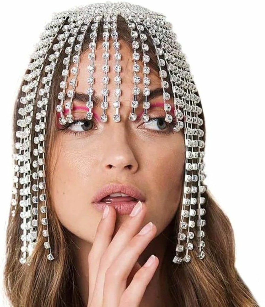 Fdesigner Fashion Headbands | Fdesigner Vintage Head Chain Rhinestone Wedding Headpieces Face Cover Mask Hair Jewelry Gypsy Women Hair Accessories