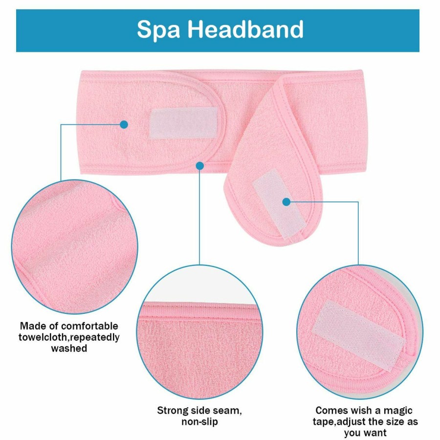 LADES Fashion Headbands | Lades Facial Spa Headband - Makeup Shower Bath Wrap Sport Headband Terry Cloth Adjustable Stretch Towel With Magic Tape