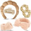 AUDTOPE Fashion Headbands | Audtope 7Pcs Spa Headband And Wristband Set,Face Washing Headband Skin Care Headbands Makeup Headband Sponge Headband For Washing Face Pink Hair Claw Clips Bubble Headband Bow Tie For Women,Pink