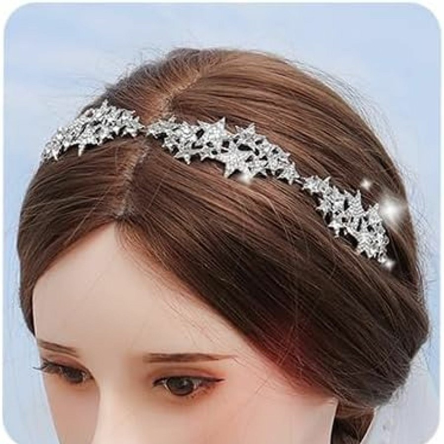 Aimimier Fashion Headbands | Aimimier Bridal Crystal Star Tiara Crown Rhinestone Headband For Wedding Prom Party Hair Jewelry For Women And Girls