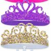 FROG SAC Fashion Headbands | Frog Sac 4 Glitter Tiara Headbands For Girls, Elastic Princess Crown Hair Bands For Toddlers, Stretch Sparkly Hair Accessories For Toddler Girl Children