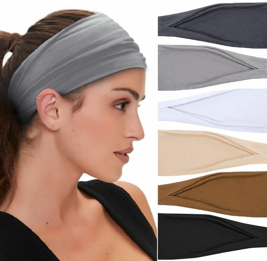 Huachi Fashion Headbands | Huachi Boho Headbands For Women Wide Head Bands Yoga Workout Hair Bands For Women'S Hair Non Slip Summer Womens Headbands Hair Accessories 6 Pack