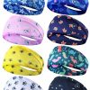 WILLBOND Fashion Headbands | Willbond 8 Pieces Nursing Headbands With Buttons For Nurses Doctors Women Face Covering Ear Protection Holder Non Slip Elastic Hair Bands Wide Head Wraps For Spa Yoga Sports Workout (Sweet Patterns)