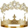 Sureio Fashion Headbands | 2 Pcs Antique Royal King Crown For Men Baroque Queen Crown For Wedding Birthday Women Crystal Tiara Prom Accessories Graduation Costume Party Hair Accessories