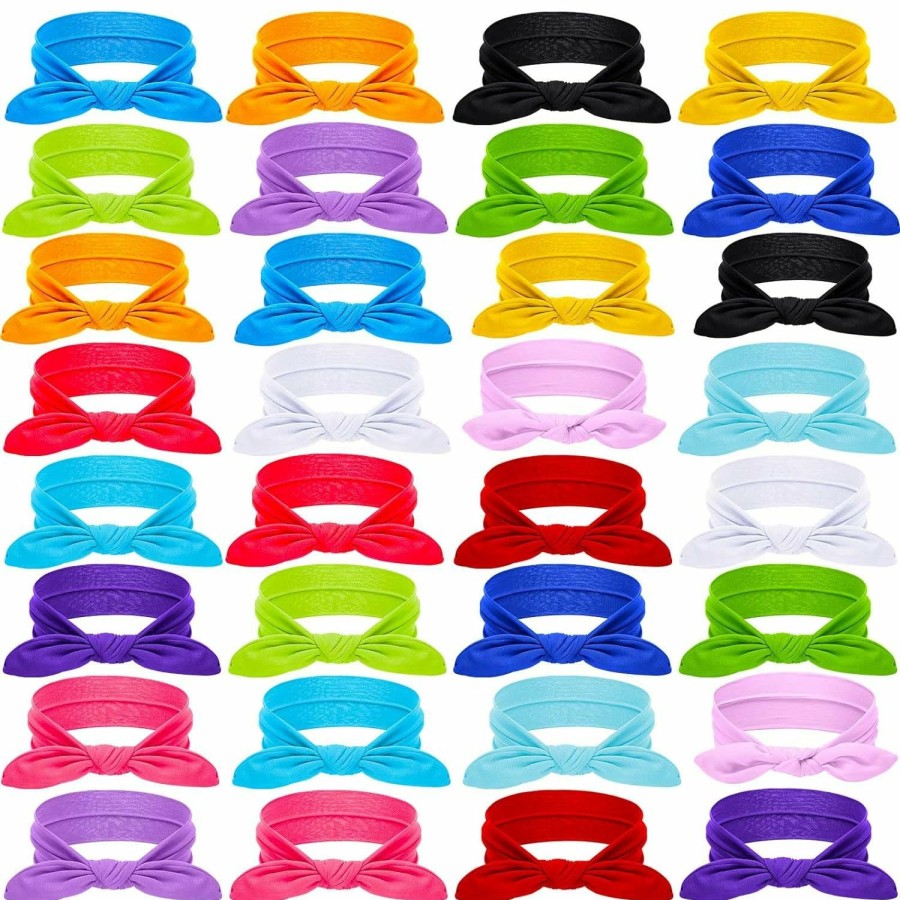 Chunyin Fashion Headbands | 32 Pcs Women'S Headbands Bows Headwraps Turban Bow Headband Rabbit Ears Headband With Bow Non Slip Hair Band Bows For Women Bow Head Scarf Workout Running Sport Sweat Elastic Hair Wrap Accessories