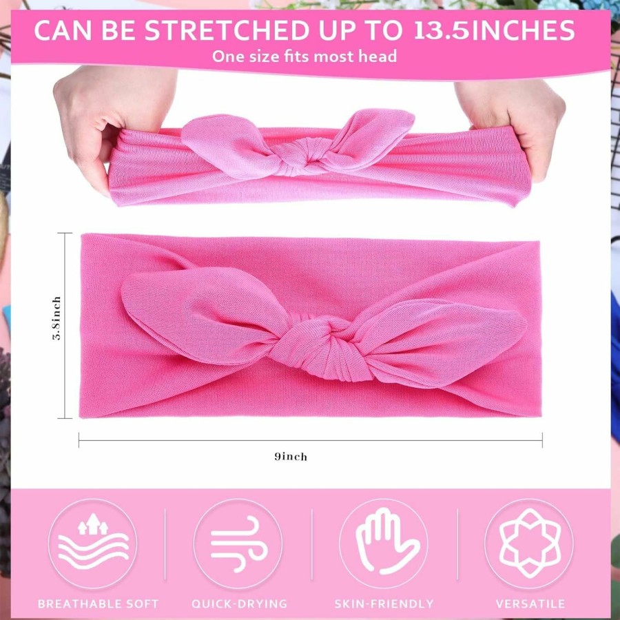 Chunyin Fashion Headbands | 32 Pcs Women'S Headbands Bows Headwraps Turban Bow Headband Rabbit Ears Headband With Bow Non Slip Hair Band Bows For Women Bow Head Scarf Workout Running Sport Sweat Elastic Hair Wrap Accessories