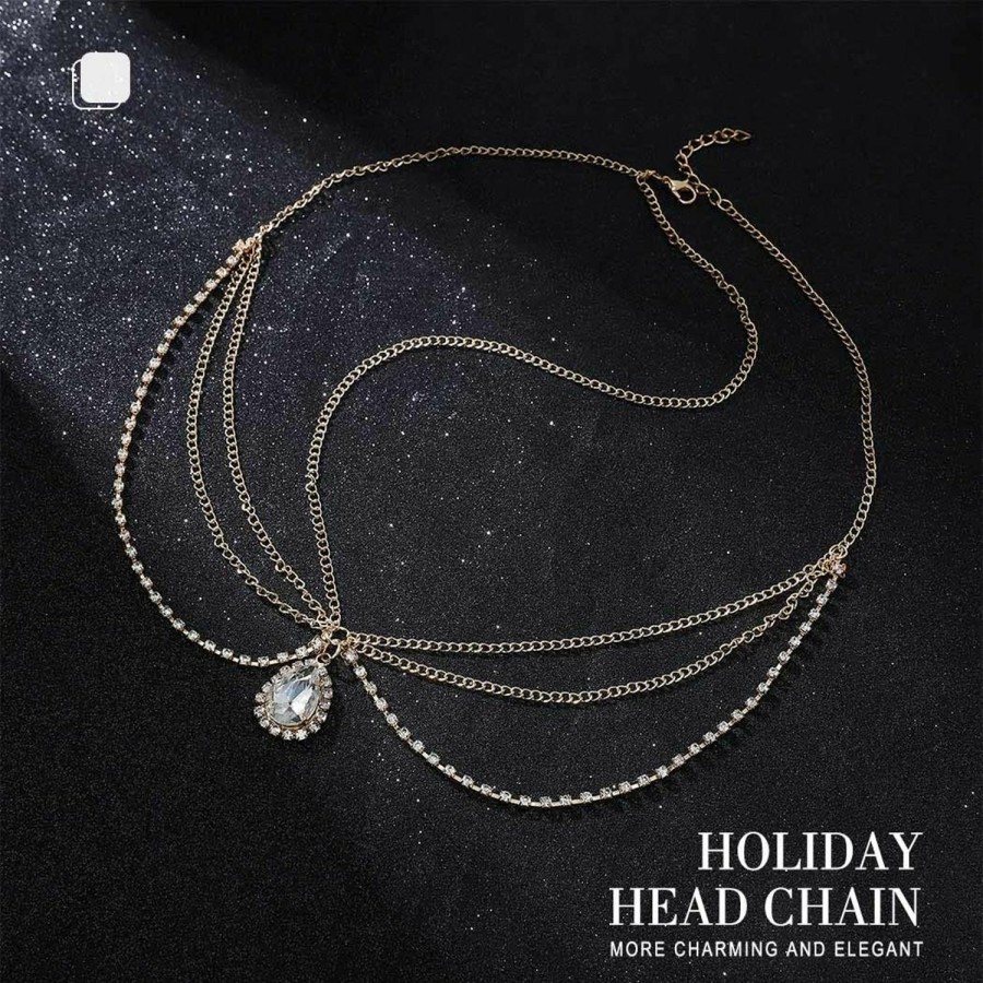 Catery Fashion Headbands | Catery Crystal Head Chain Jewelry Bohemia Goddess Hair Chains Bride Wedding Head Dress Rhinestone Headpiece Halloween Christmas Prom Layered Hair Jewelry For Women And Girls (Silver)