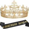 SWEETV Fashion Headbands | Sweetv Birthday King Crown And King Sash, Birthday Gifts For Men King Pageant Gold Crown, Prince Crown For Men Party Decoration Prom, Gold