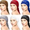 Geyoga Fashion Headbands | Geyoga 6 Packs Rhinestone Head Scarf Stretchy Head Wrap Women Bandana Beanie Pre Tied Durag Turban Cap Skull Cap Headbands