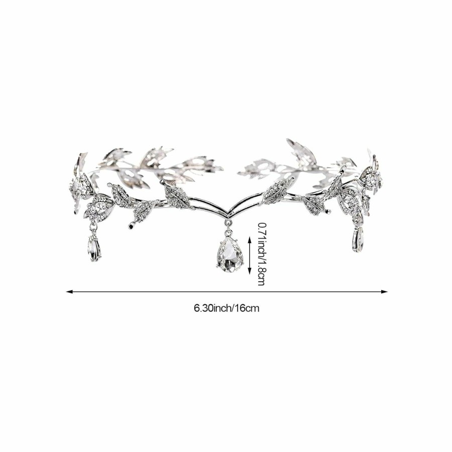 DonLeeving Fashion Headbands | Donleeving Elegant Rhinestone Leaf Wedding Silver Tiaras And Crowns Crystal Pendent Tiara Headband For Bride Bridesmaid Birthday Crown Cosplay Accessories For Women