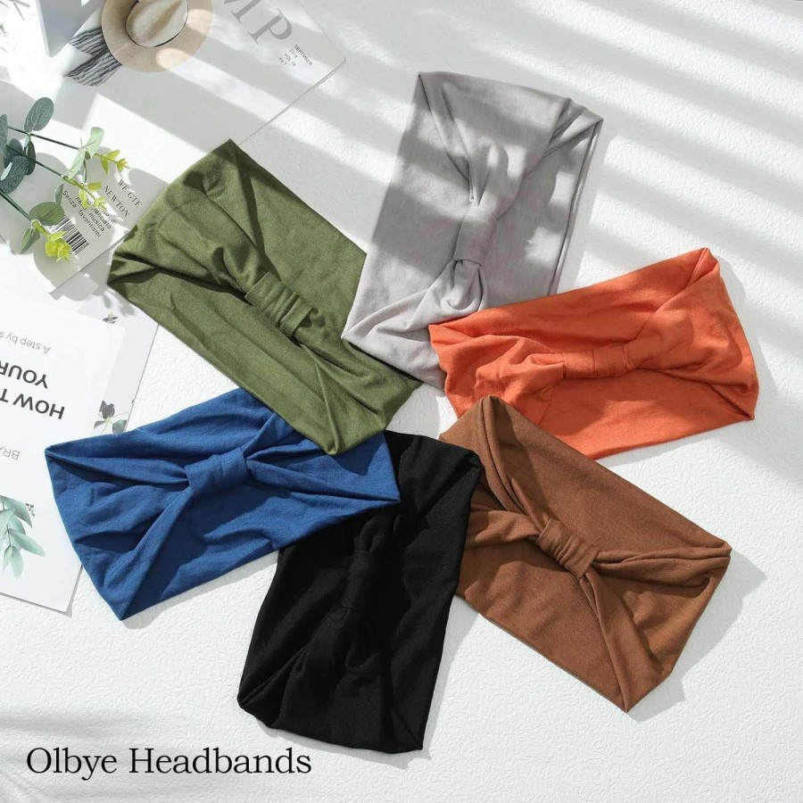 Olbye Fashion Headbands | Olbye Wide Headbands Women Knotted Turban Headband Elastic Non Slip Hairbands Yoga Workout Head Wraps Running Sweatbands Boho Head Bands Fashion Hair Accessories For Women Pack Of 6