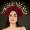 BARTOSI Fashion Headbands | Bartosi Halo Crown Mexican Flower Headband Spiked Crown Goddess Headpiece Mary Halo Crown Halloween Party Cosplay Costume Headwear For Women