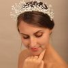 YERTTER Fashion Headbands | Yertter Vintage Wedding Pearl Beads Crystal Tiara Hair Crown Handmade Bride Hair Band Bridal Greek Goddess Pearl Head Pieces For Wedding Prom Birthday Party